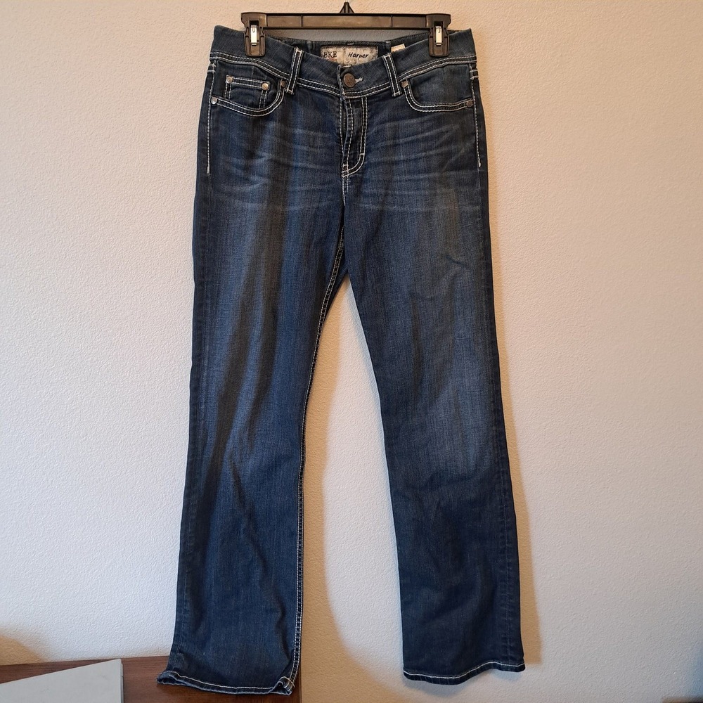 BKE Harper Bootcut Jeans Dark Wash Contrast Stitch 29x31.5 Womens Denim